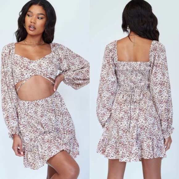 Princess Polly Floral Print Cut-Out Mini Dress - Picture 1 of 7